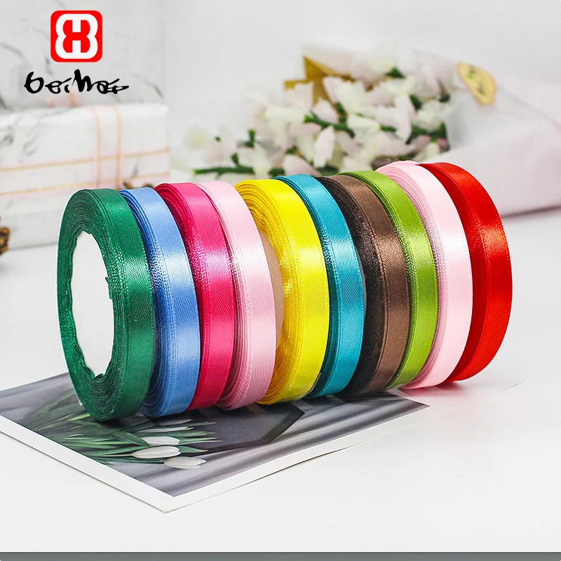 Beihai Ribbon Hot Sale 10mm Wide 25 Yards  Satin Ribbon Roll for  Gift Wrapping