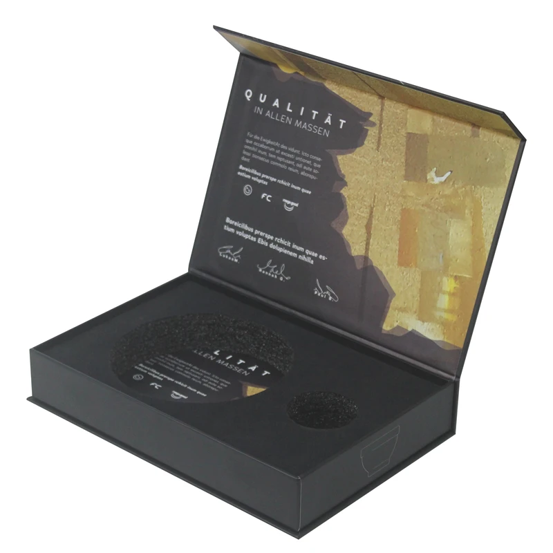 Book Shaped Magnetic Closure Gift Box With Foam Velvet Insert Sleeve Box