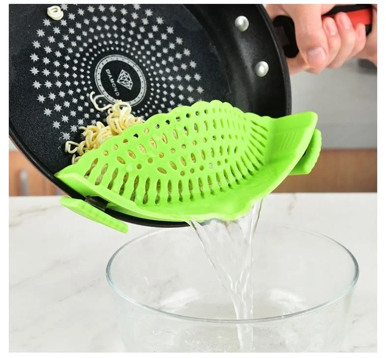 2025 Factory Hot Sale Fits All Pots and Bowls Dishwasher Safe Colander Silicone Clip on Strainers With 2 Clip