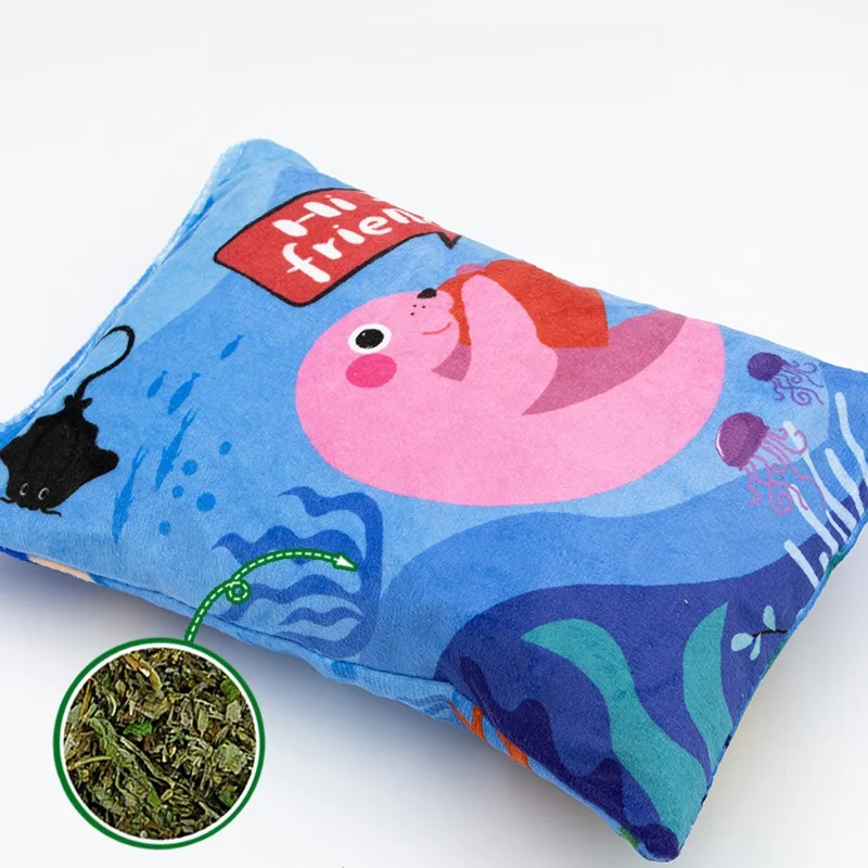 Customize Teasing Cat Teeth-Grinding Toys Pet Plush Pillow Catnip Bag Cat Toy Mouse Printed