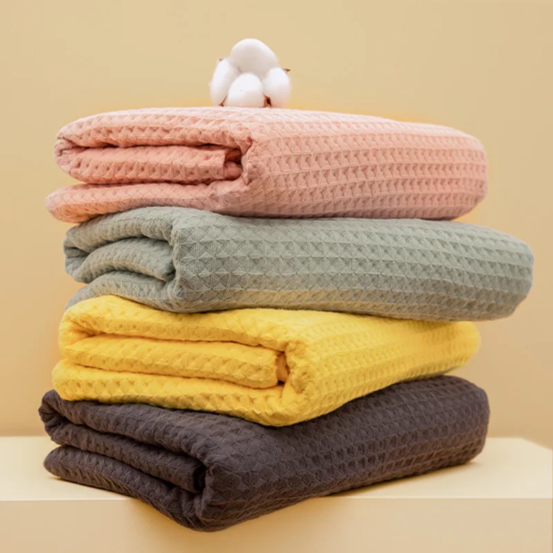 Wholesale high-end Japanese-style household 70*140cm waffle 100% cotton bath towel