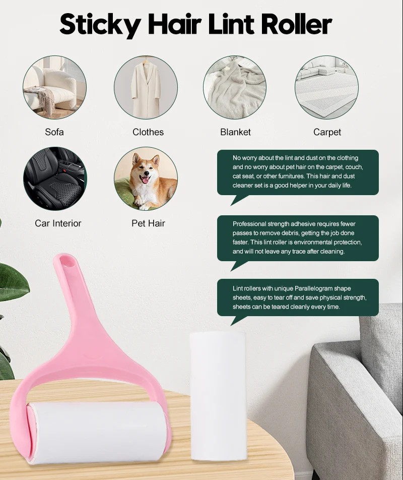 Custom Clothes Cleaning Lint Roller Manual Dog Hair Stickt Roller