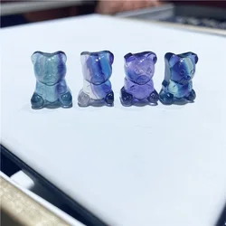 Оптовая продажа, натуральный кристалл, кварцевые ремесла, маленький размер, миниатюрный красочный флюоритовый медведь для украшения