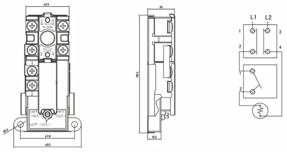 KSD308 Adjustable Temperature Bimetal Thermometer Electric Boiler Water Heater Thermostat For Water Heater Current 25A-40A
