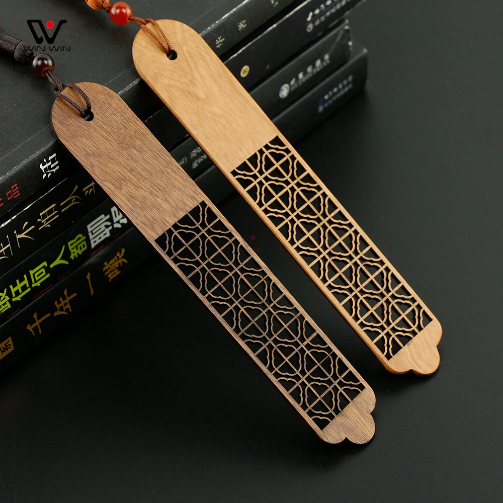 Custom Chinese Style Wooden Bookmarks Hollow Bookmark Bookends For Gifts Chinese Gifts