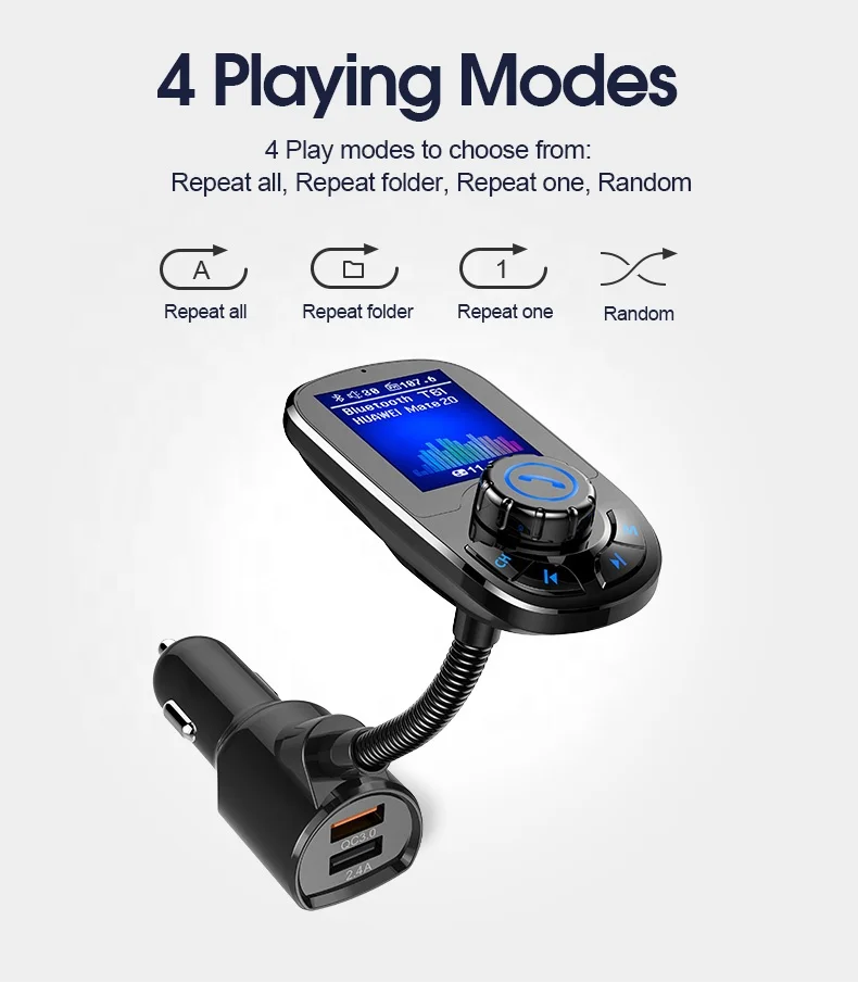 Автомобильный fm-трансмиттер AGETUNR T61 с MP3-плеером громкой связью USB 3 0 А QC 1