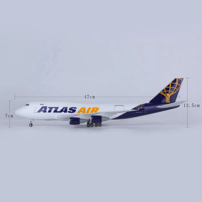 1:150 Scale 47CM Atlas Air Boeing 747 Aircraft Model Civil Aviation Passenger Aircraft Simulation Decoration Gift