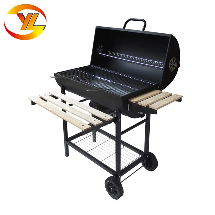 Stainless Steel Offset Bbq Pellet Pit Barrel Charcoal Commercial Bbq Smoker Barbecue Trailer Vertical