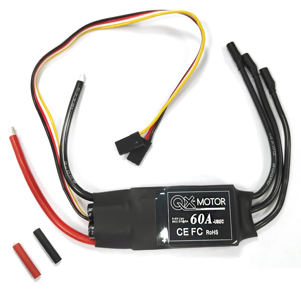 QX-MOTOR 60A 3-6S Brushless ESC with 5v BEC for 64mm 70mm EDF Model Fixed-Wing Aircraft RC Parts & Accs