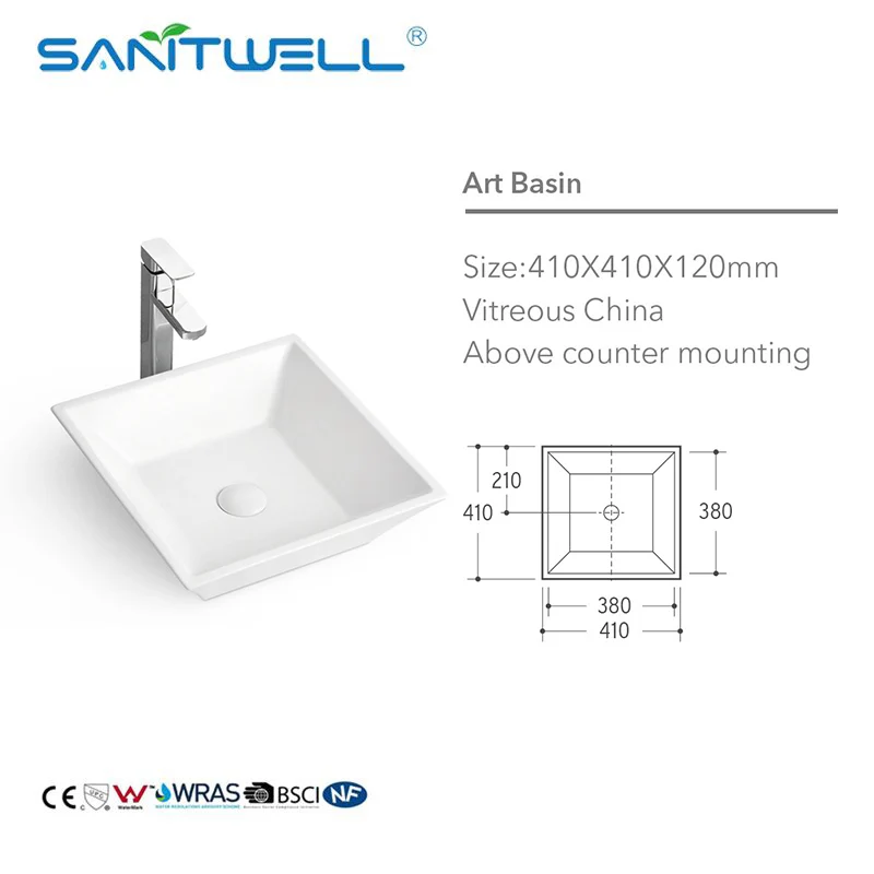 European White Ceramic Art Hand  Wash Basin  Above Counter Top Bathroom Vessel Sink