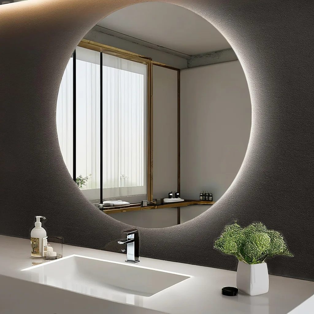 Factory High Quality Modern Circle Defogging Touch Screen Smart LED Mirror for Bathroom Vanity Makeup Decorative LED Mirror