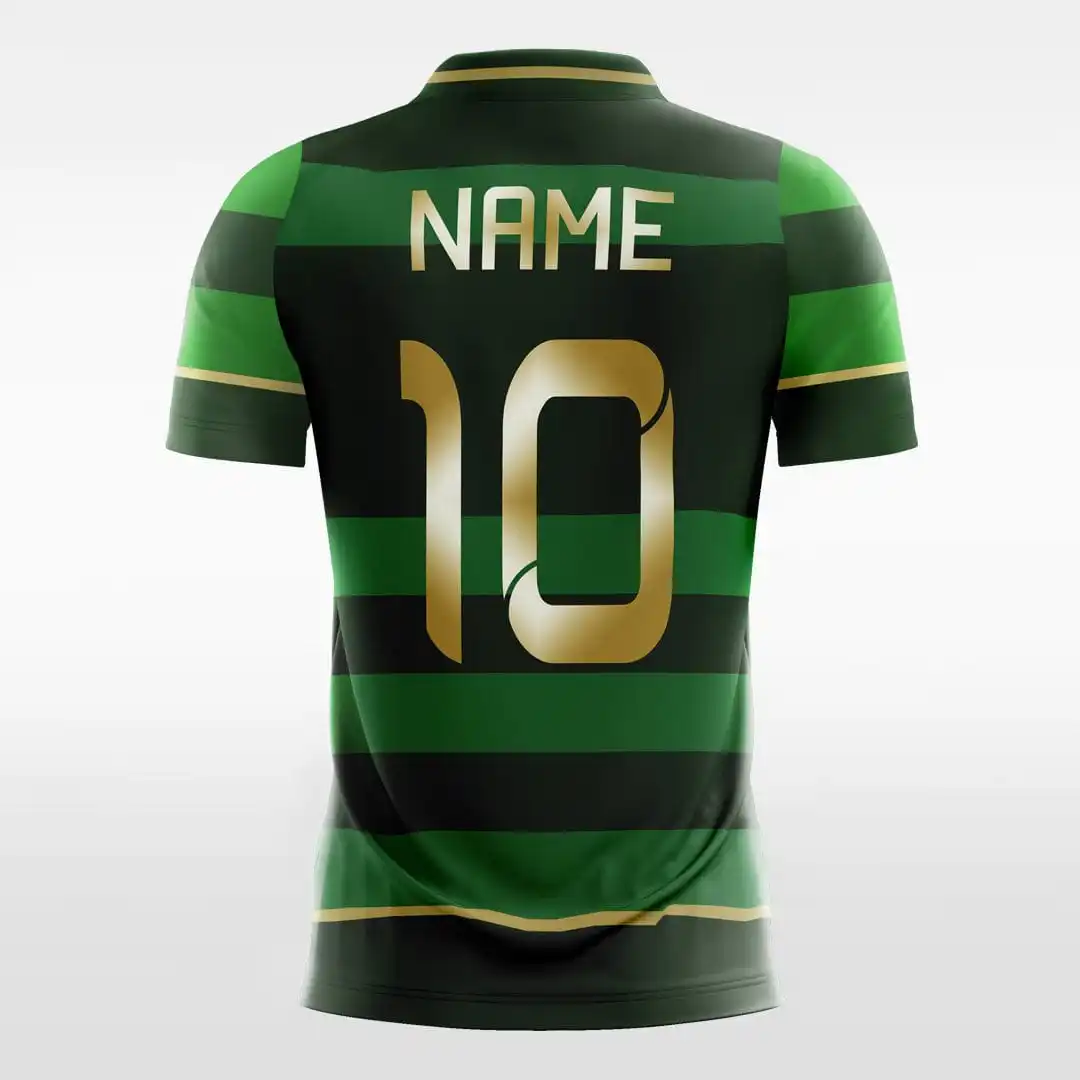 High Quality Black Green Any Colour Stripe Jersey Uniform100% Polyester Club Soccer Uniform Football Shirts