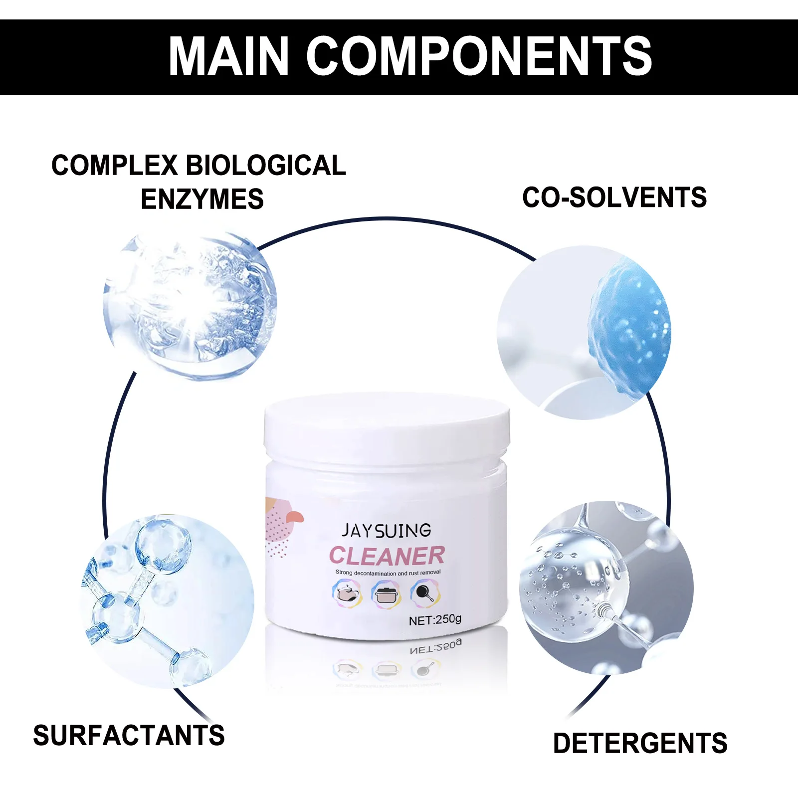 Jaysuing Kitchen Foam Cleaning Powder Heavy grease Descaling Clean multi-purpose kitchenware remove rust range hood