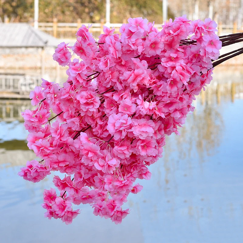 Hot Selling Different Types Silk Artificial Sakura Flower Wedding Décor Cherry Tree Plum Peach Blossom Decorative Flowers Plants