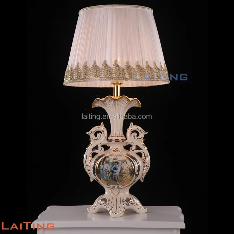 Side Table Lamps Luxury Modern Decorative Table Lamps European Porcelain Magnifying Desk Lamp Gold Electric Fabric AC 220V