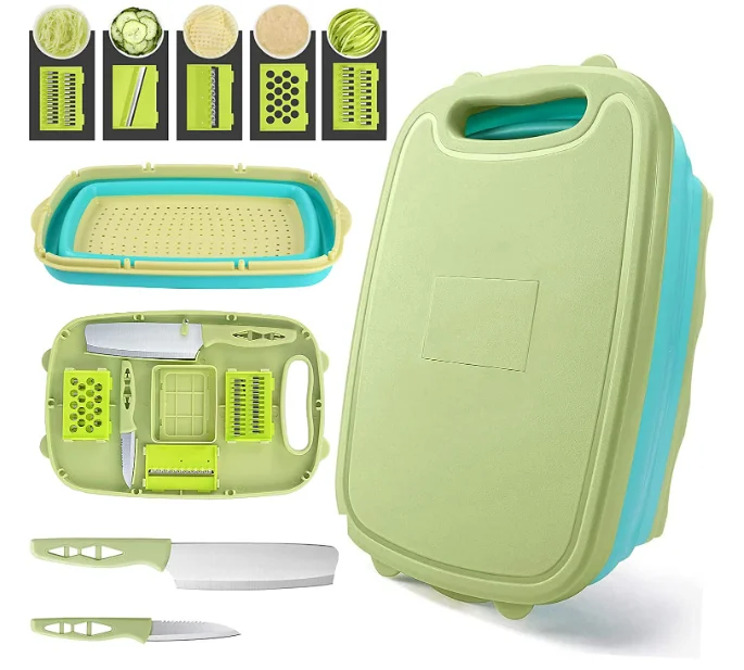 Nine-piece multifunctional folding cutting board, folding filter basket, fruit basket, sink, kitchen set