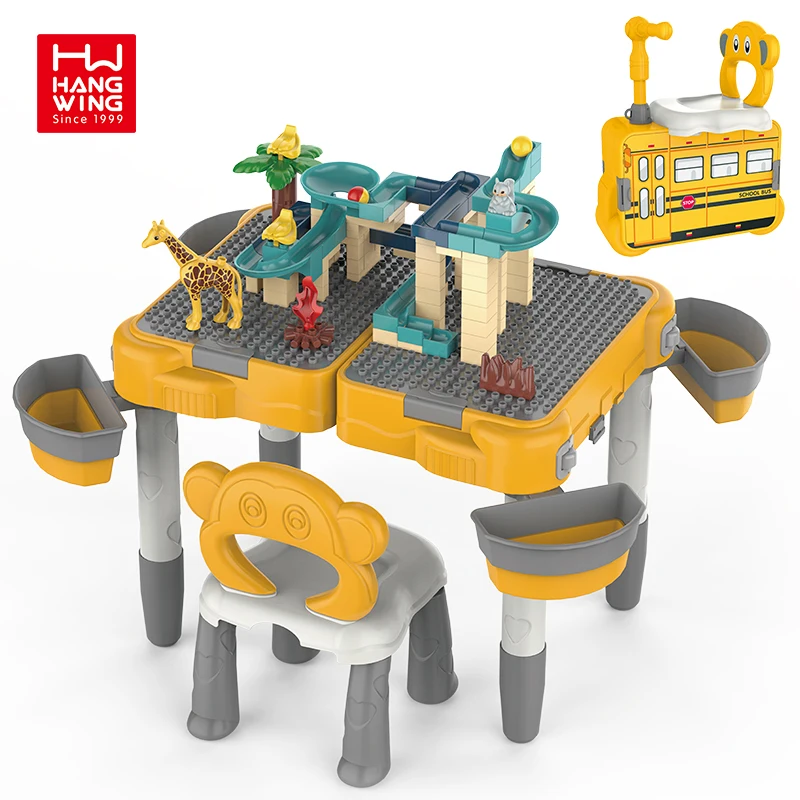 HW TOYS Multi-functional Intellignce Changeable Animal Block Large Capacity Storage 70PCS Children Block Table clerical table