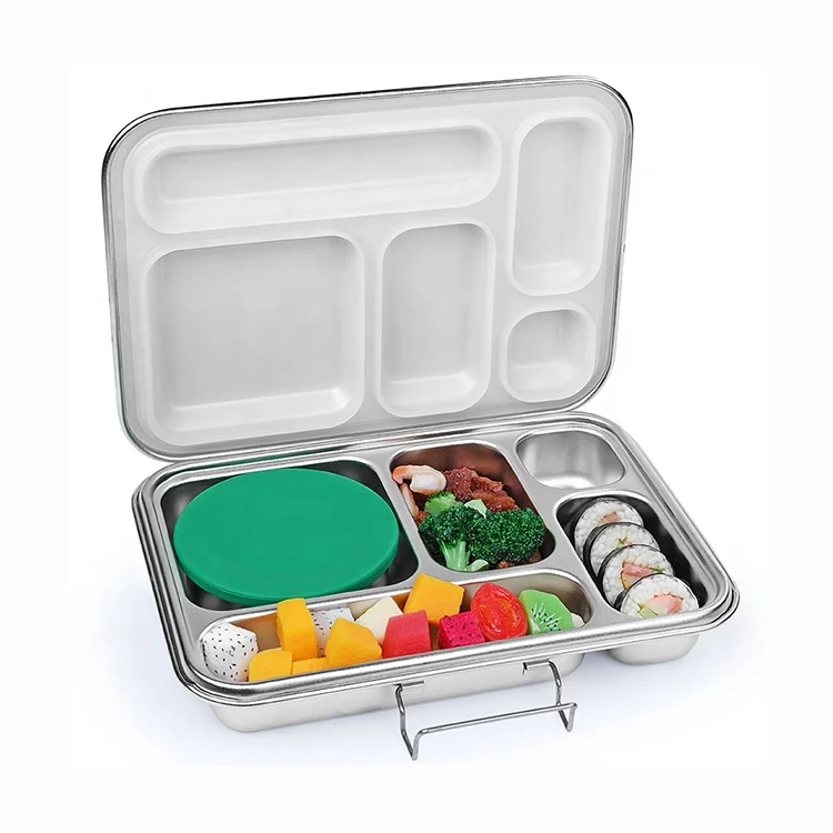 Aohea 5 large capacity lunch box 304 stainless steel leak-proof lunch box sealed silica gel food lunch box