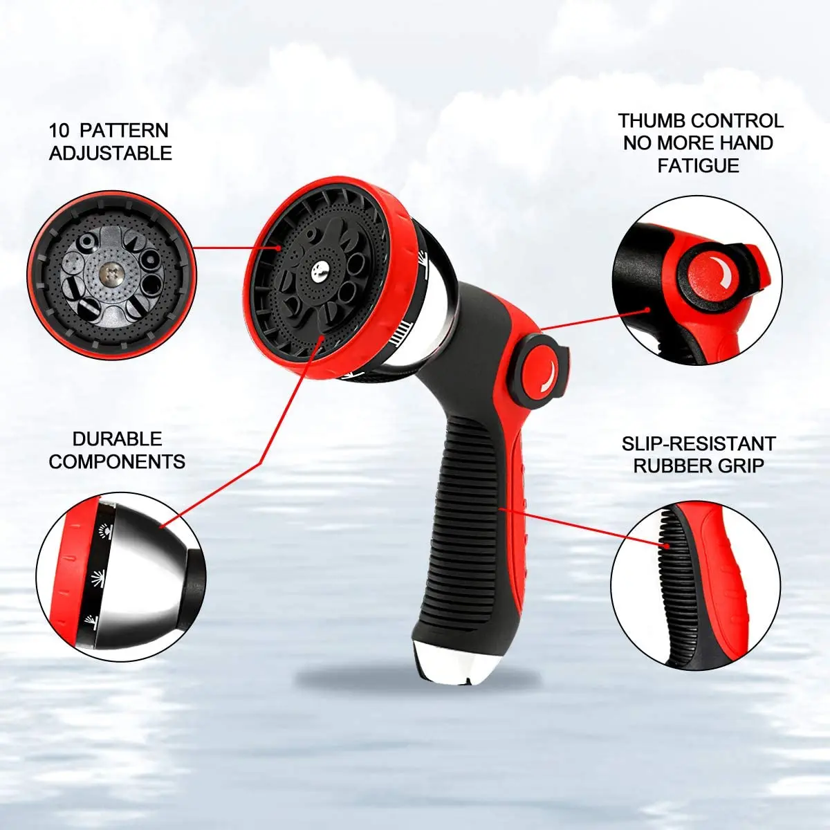 Lightweight Water Hose 10 Function Nozzle Superior Strength 3750D Polyester Fabric Expandable Garden with Solid Connectors