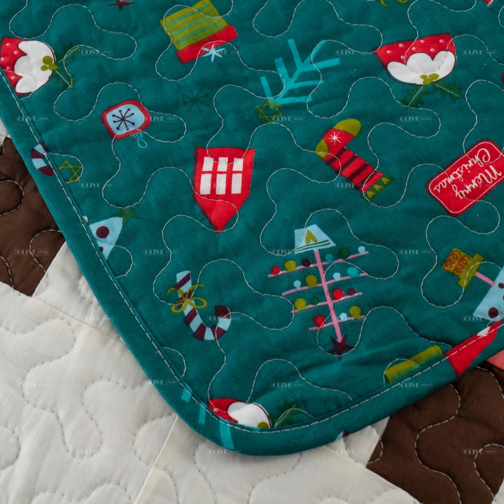 100% Pre-washed Christmas Patchwork Reversible Quilt Handmade Quilted bedspread Bedding Set for Holiday Season Nursery Kids Room