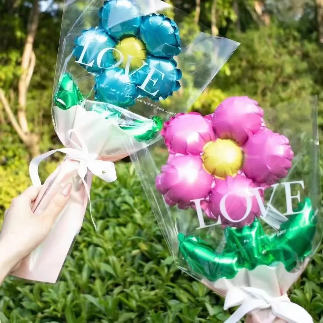 2024 Hot Selling DIY Bouquet Balloons Green Leafy Flower Foil Balloon For Birthday Party Decoration