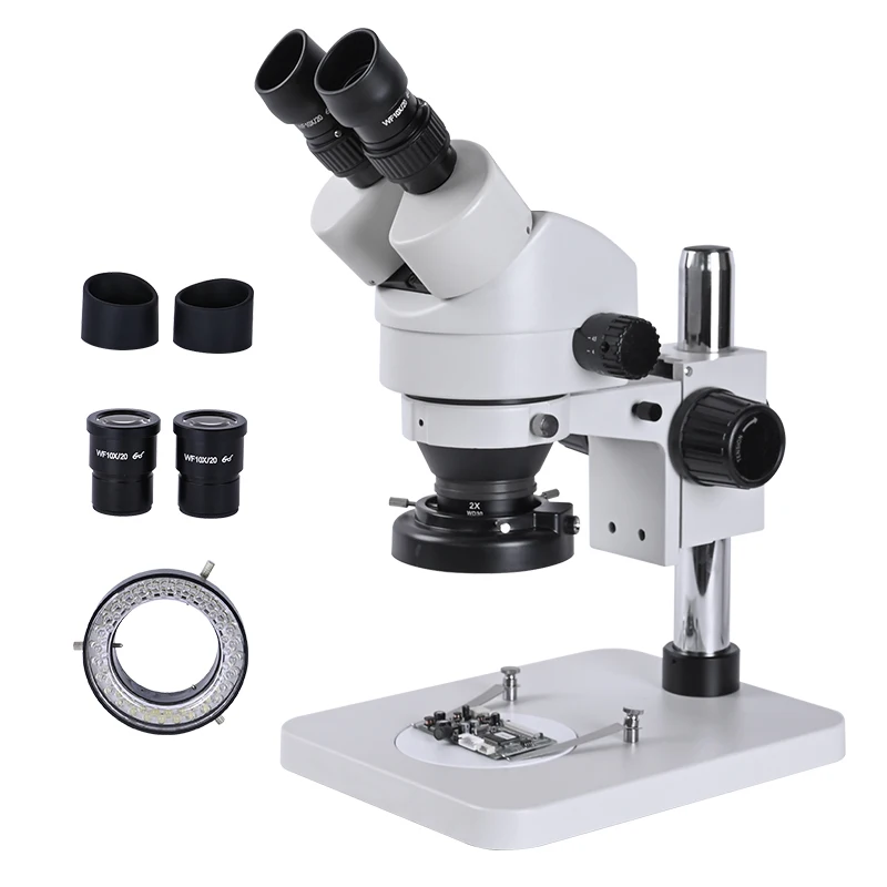 zoom 7-45X Stereo Binocular Microscope soldering PCB smartphone phone repair Industrial aluminum solder LED Ring light OSL-518