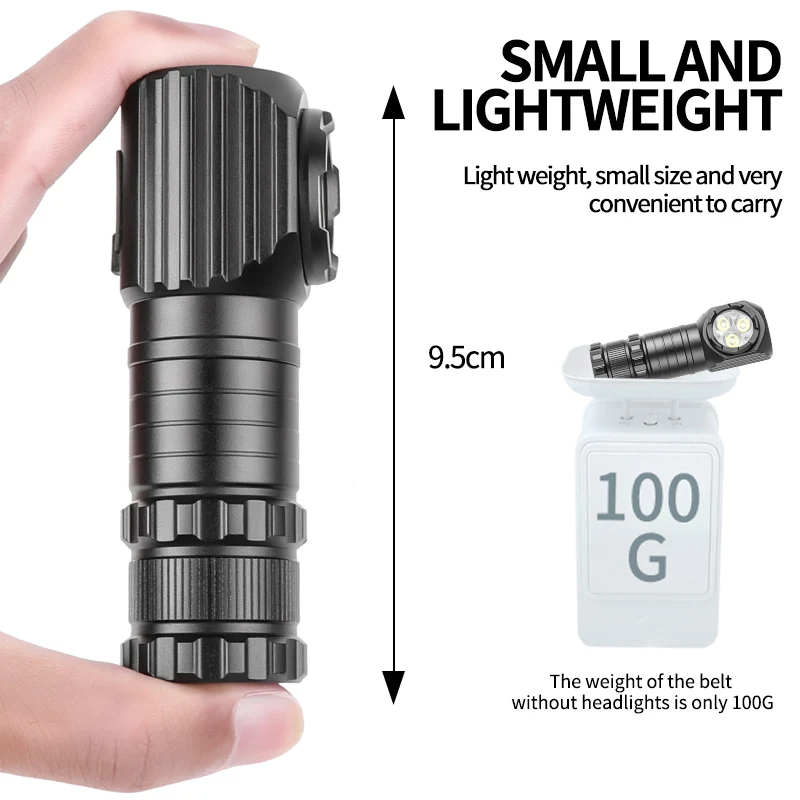 1200lumen 3*xhp35+ 3*red led  180 Adjustable magnet  18650 battery type-c ABS  Head Torch Waterproof for Camping Hiking Headlamp