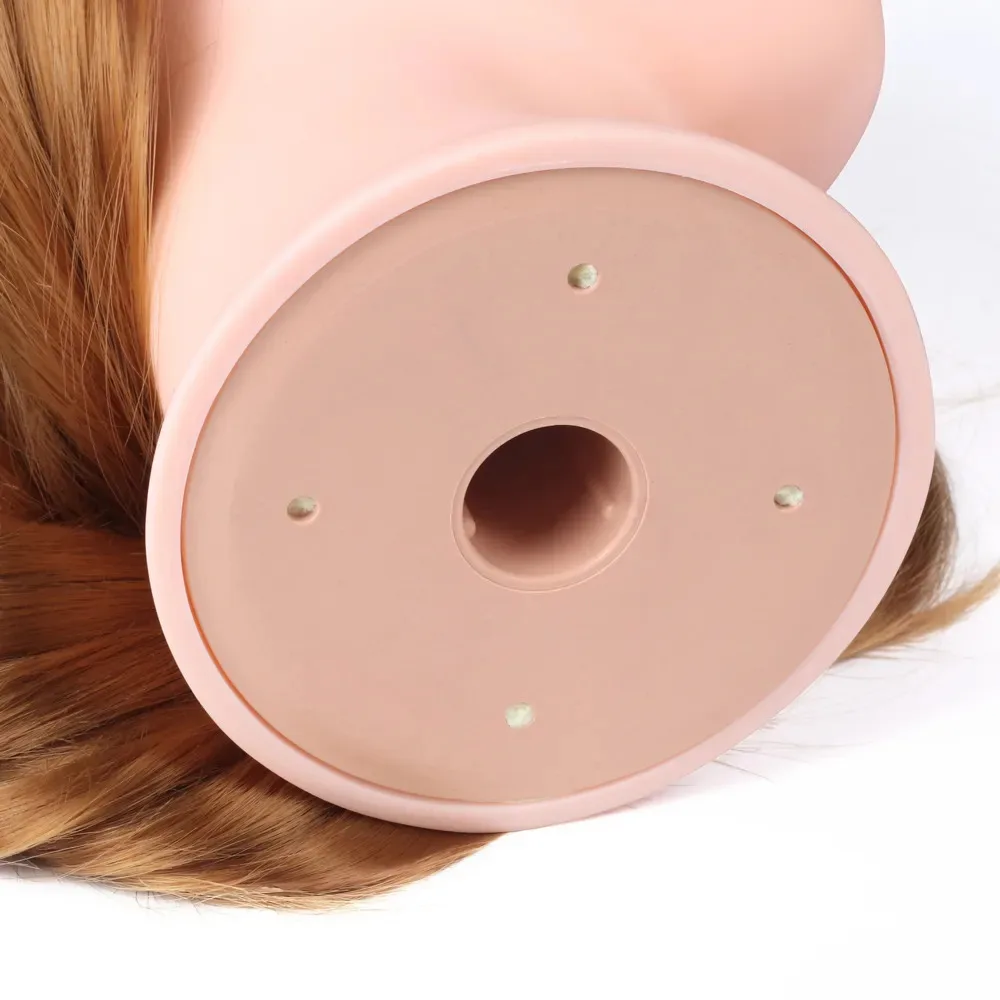 Gold and Black Color Training Head with 18 to 30 inch Synthetic Hair Manikin Mannequin Heads for Barber and Salon