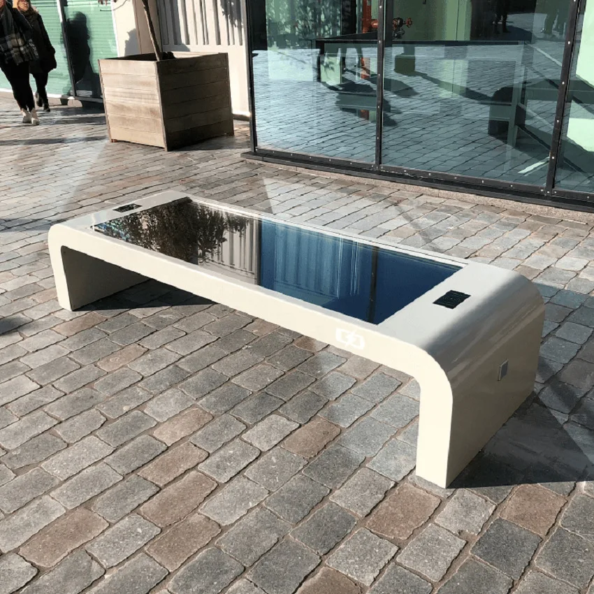 Outdoor City Squares Environmentally Friendly Beautiful And Design Materials Steel Plate Smart Bench Solar