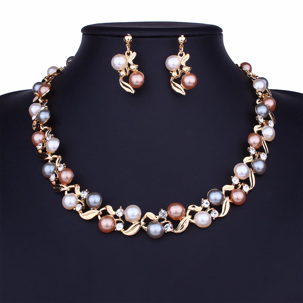 
Imitation Pearl Necklace And Earring Set Ladies Temperament All-match Jewelry Set 