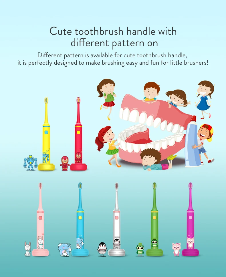 Free Shipping Children Electric Toothbrush Set Powerful Ultrasonic Sonic Electric Toothbrush For Your Kids