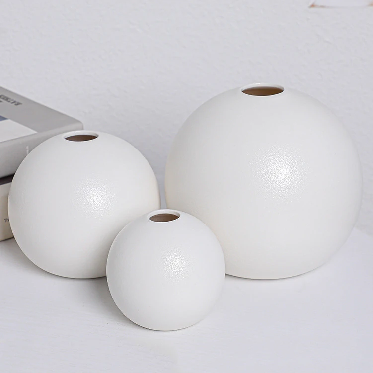High Quality Nordic Ball Shape Modern Simple Design Ceramic Vase For Home Decoration And Wedding Porcelain Flower Vases