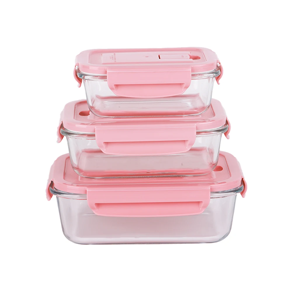 Airtight High Borosilicate Glass 3 Compartment Meal Prep Food Storage Container