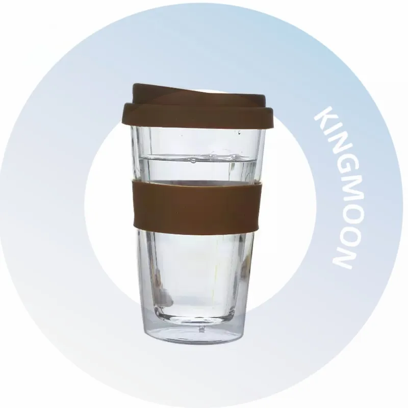 Glass Double Wall Tumbler Mug with Silicone Sealed Lid and Sleeve High Borosilicate Glass Portable cup for Coffee or Boba
