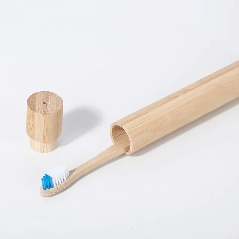 
2021 Eco organic bamboo toothbrush travel case holder set Tube Biodegradable Laser engraving logo wholesale custom OEM 
