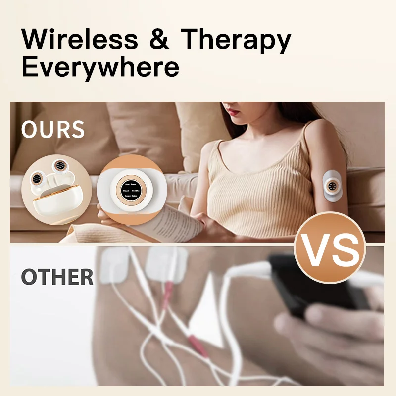 Tens Microcurrent Mini Massager Pad Portable Pulse Massager Patch Vibration Relax Ems Muscle Stimulator With Charging Case