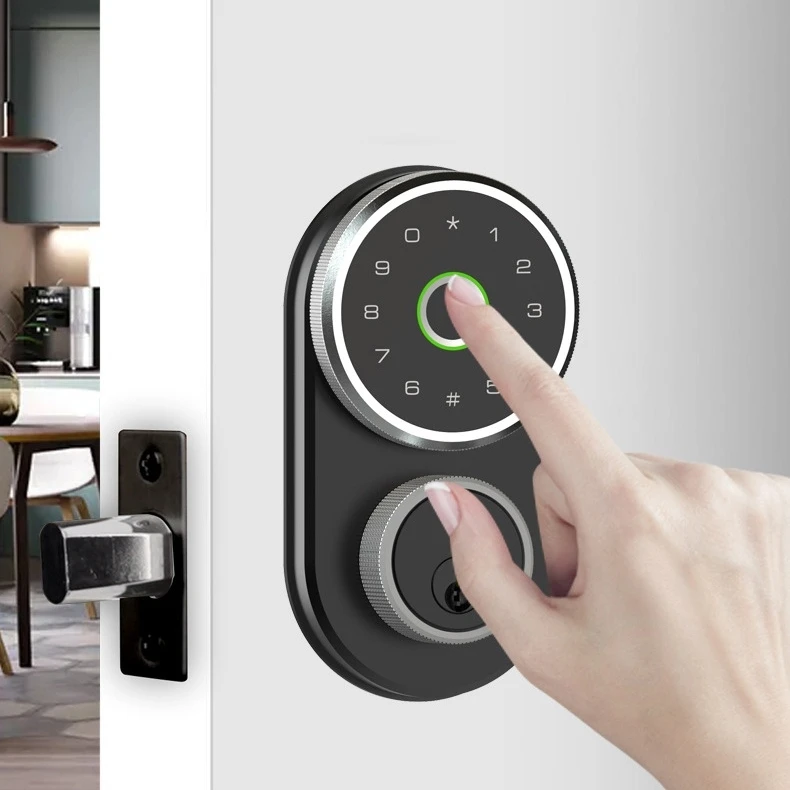 2024 Hot Selling Smart Deadbolt Lock America Digital Keypad Keys Biometric Fingerprint Unlocked High Security Smart Door  Lock