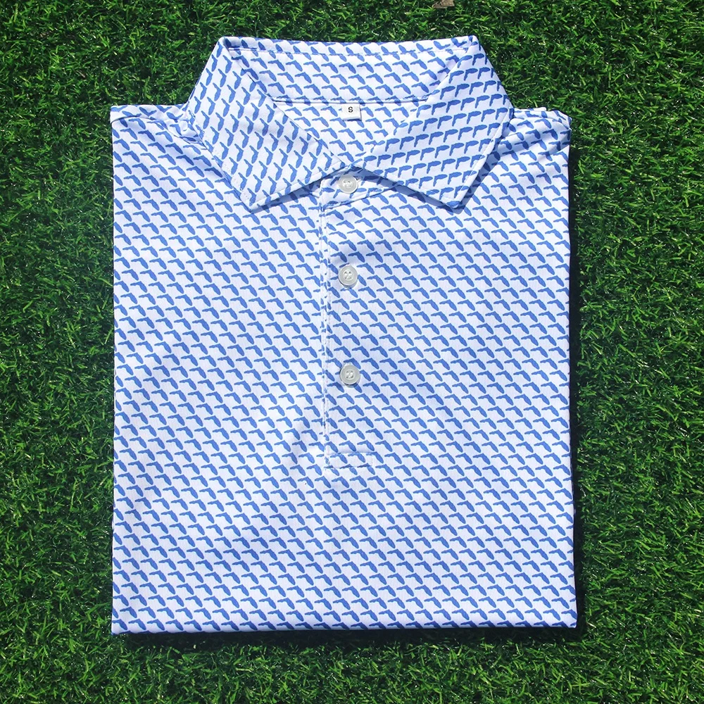 2024 Custom High Quality Stiff Collar Golf Tee Shirts Funny Pattern Polyester Spandex Quick Dry Man Golf Polo T-shirt Shirts