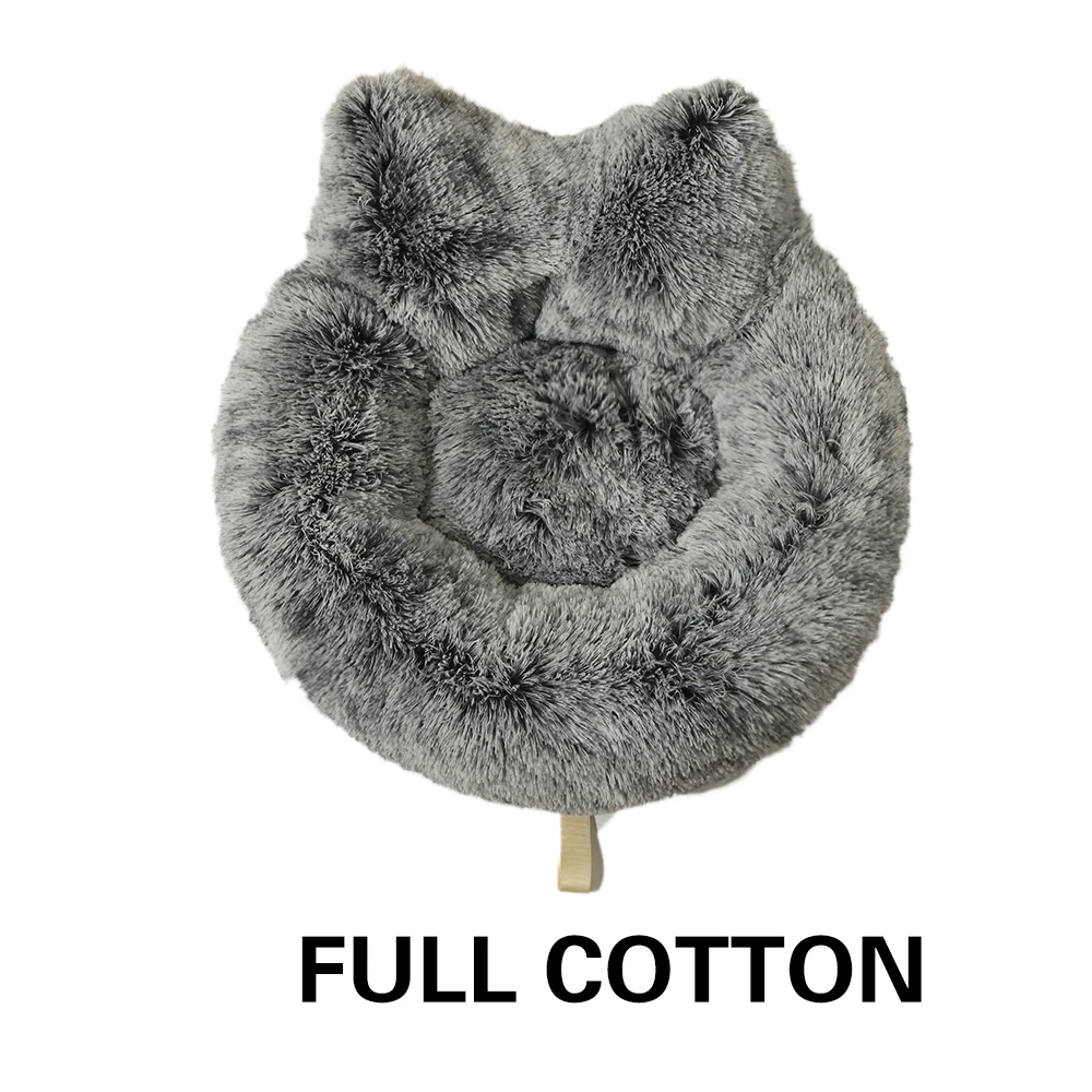 Manufacturer wholesale custom logo pet supplier plush dog cat bed with ear