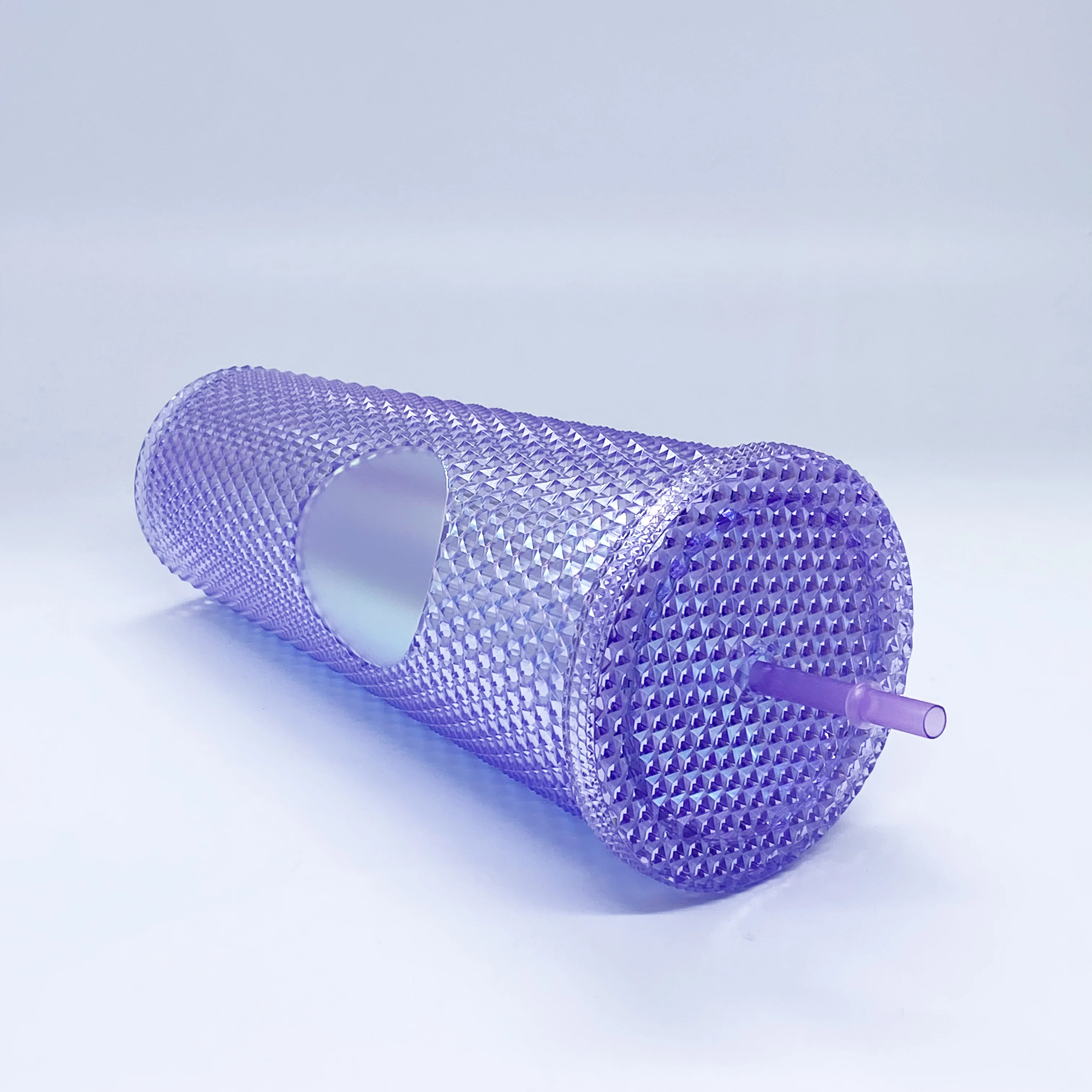 2021 Popular 24oz Studded Tumbler Double Wall Plastic Light Blue Purple Black Matte Studded Tumbler With Straw