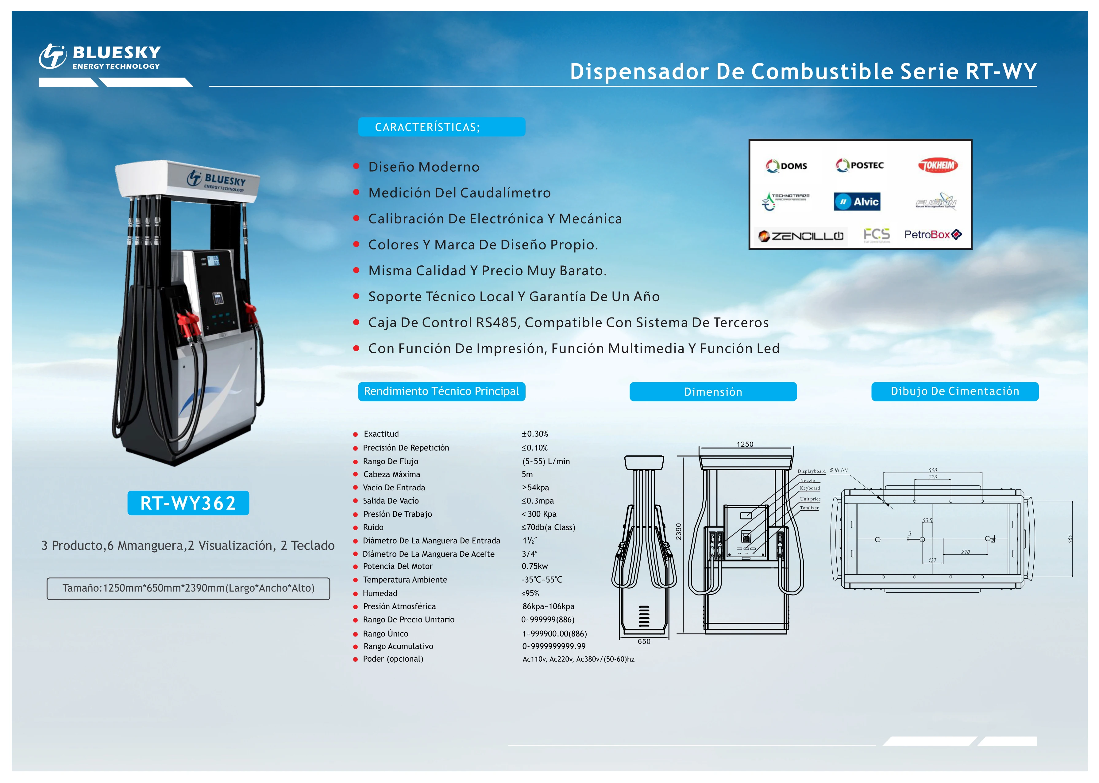 Bluesky surtidor de combustible Single & Double Nozzle LCD Display Electronic Calibration Automatic Fuel Dispenser