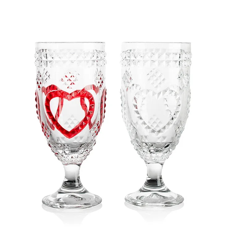 love heart wedding wine glass big 17oz vintage wine glass goblets for water juice milk tea