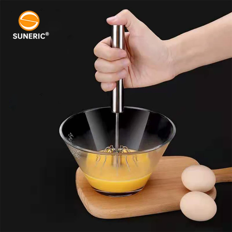 Полуавтоматический вращающийся венчик для яиц ручной миксер из нержавеющей стали с пружинным венчиком самостоятельного перемешивания