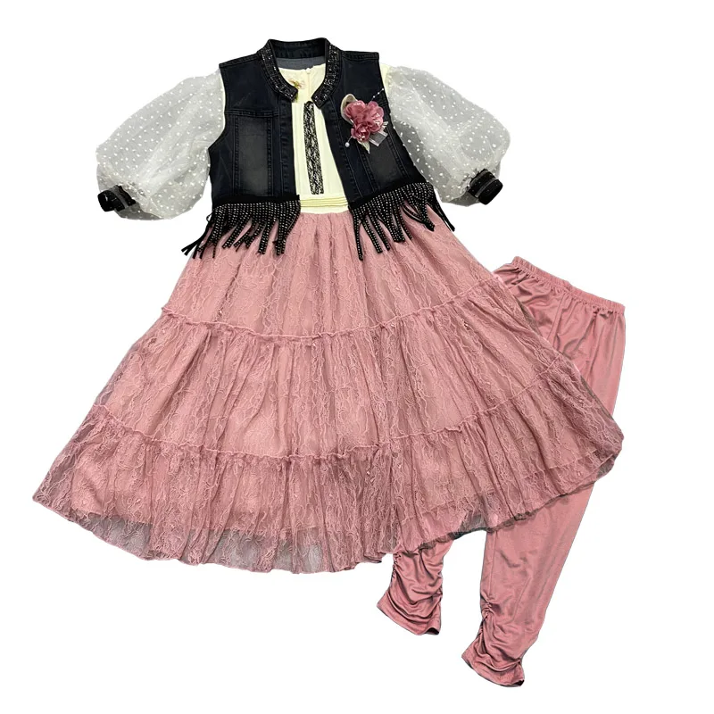 
Jordan Algeria denim three piece set 2021 child clothing set 