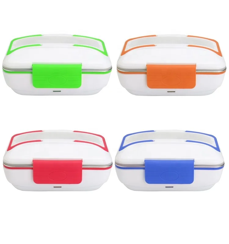 50W 3 Compartments Stainless Steel Container Food Warmer Heater Box Car Electric Portable Tiffin Lunch Box For Heating Meal