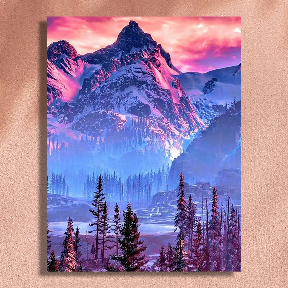 Custom Paint by Number Kits Paintworks DIY Oil Painting by numbers snow mountain scenery for Kids and Adults Beginner 40*50CM