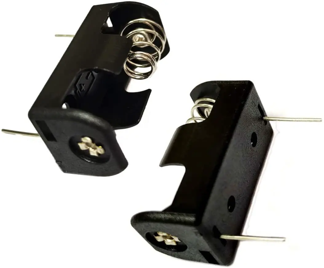 1 x 1/2 AA Battery Holder with Standard Round Pins, Black Plastic ER14250 LS14250 Battery Holder, Battery Holder Storage Box