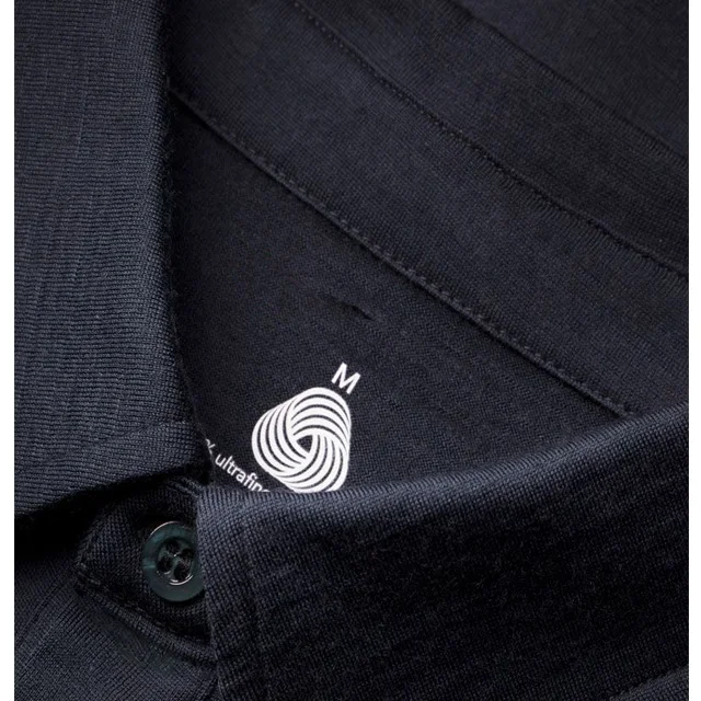 Solarwool Button Up Blue Grey Merino Wool Men Shirt