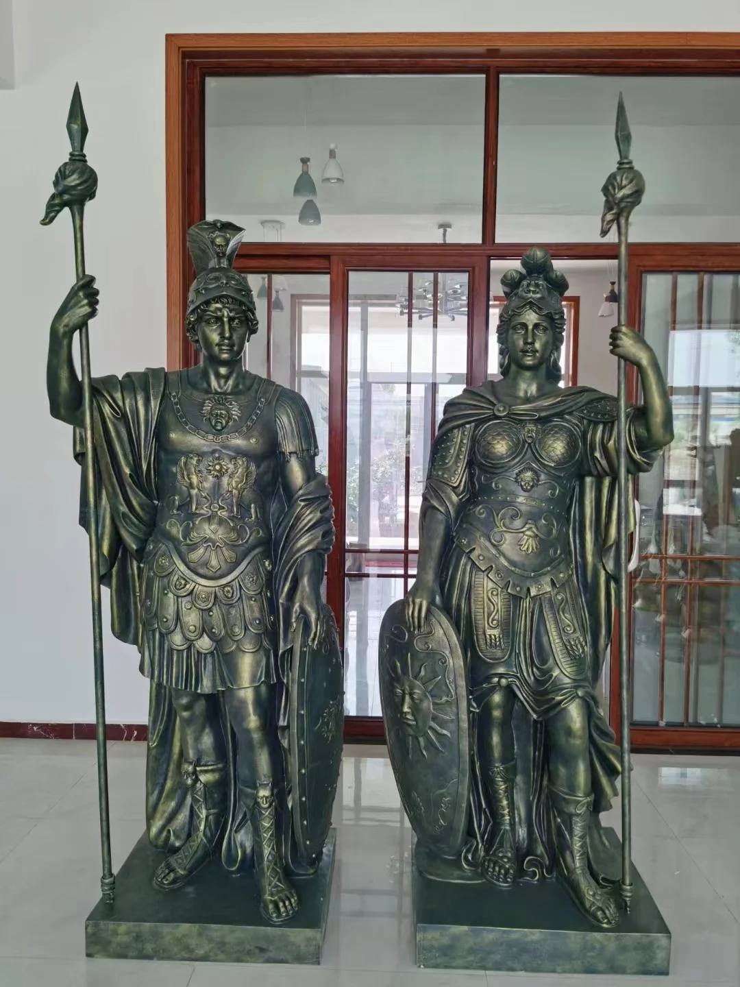 Public Space Sculpture Bronze Antique Middle Ages Standing Old Man Warrior Statue with Sword