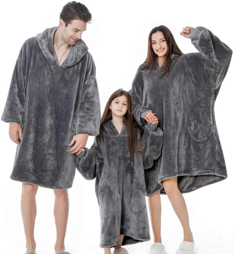 Высококачественное теплое и уютное одеяло с капюшоном из шерпы и фланели для мам и я